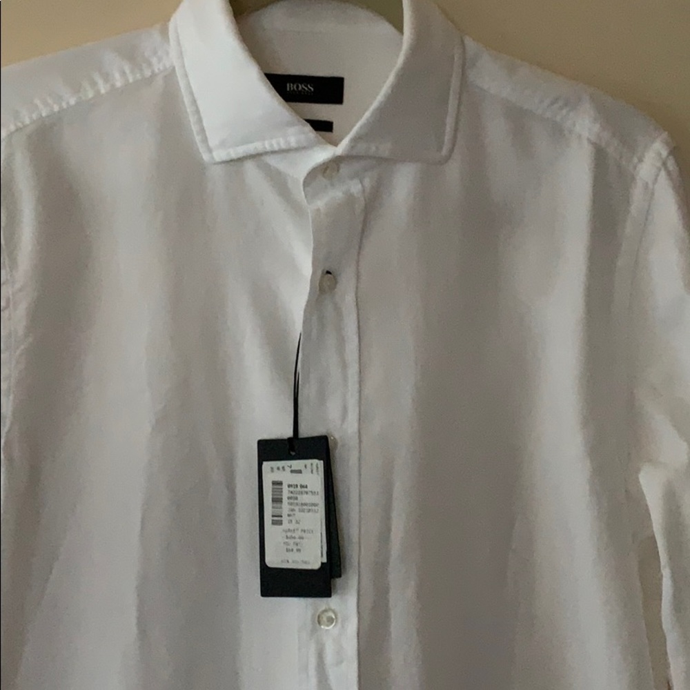 Boss by Hugo Boss white 💯 Cotton Shirt sz 15 NWT - Picture 3 of 7